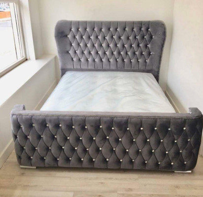Chesterfield viesnīca Dubultu āda gulta guļamistaba polster ļoti ievērojamas gultas 160x200cm.