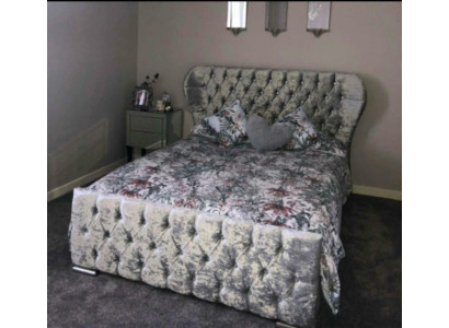 Chesterfield dizaina samta gultas luksusa tekstila gultas guļamistabas dubultgultas 200x200cm