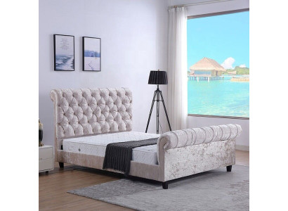 Mūsdienu gaiši beisais šesterfīlda divguļamais gults dizaina luksusa mēbeles