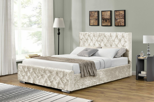 Baltais tekstila Chesterfield gulta guļamistabā Divstāvu gultas Modernais gultas.