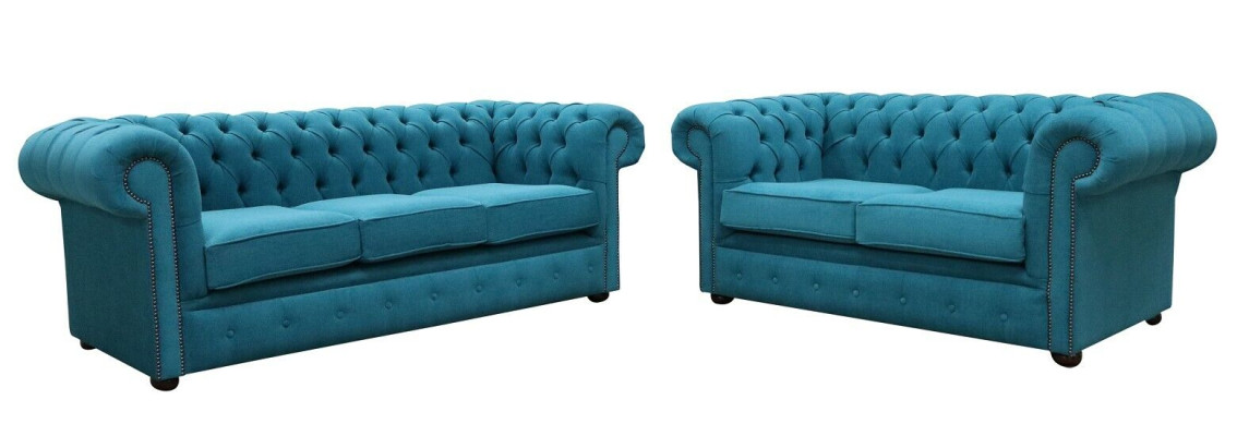 Sofas komplekts 3+2 vietu Klasiskais luksusa dīvāns Chesterfield audums āda