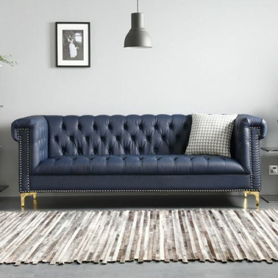 Angļu stila mēbeles Chesterfield trīsvietīgā roze zila dīvāns Turku 3-vietīgais zils dīvāns