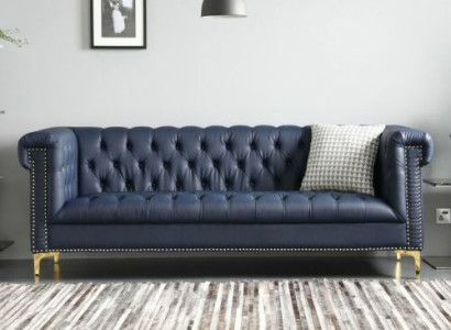 Angļu stila mēbeles Chesterfield trīsvietīgā roze zila dīvāns Turku 3-vietīgais zils dīvāns