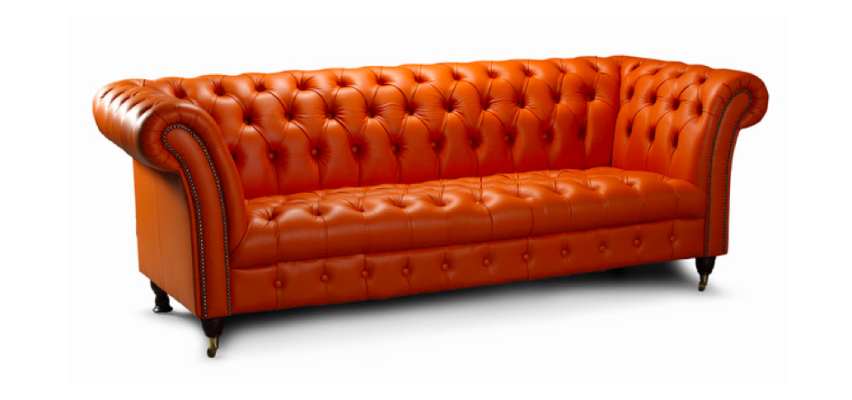 Dizainera dīvāns 3 vietu Chesterfield stīgu dīvāns Polster Sofas dizaina oranža.