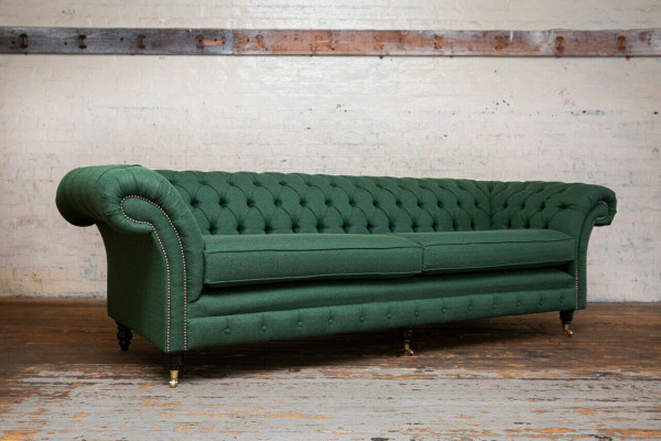 Poga dīvāns Chesterfield dīvāni 4 sēdvietas dīvāns polsterēts audums dzīvojamā istaba mēbeles