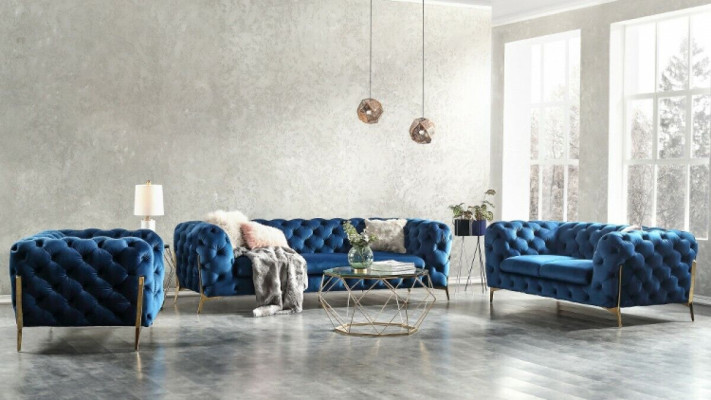 Dīvāns Dīvāns Polster XXL Lielā Garnitūra dizaina Dīvāns Chesterfield Tekstils 3+2+2