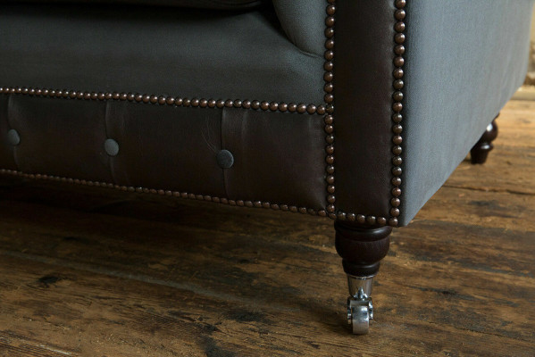 Klasiskais Česterfīldas dīvāns 4 sēdvietu dīvāns žoklī mākslīgais āda dizains melns jauns