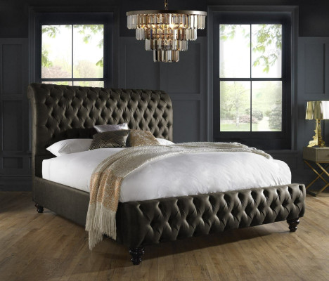 Chesterfield tekstila gultas guļamistabai ar diviem polsteriem 140/160/180/200 cm platums
