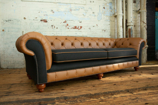 Brūnais Chesterfield dīvāns 4 vietas dīvāns dīvāna terciālās ādas dizains