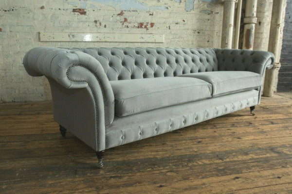 Chesterfield 4 sēdvietu mīkstais dīvāns Moderna stila ādas auduma dīvāns Tekstils