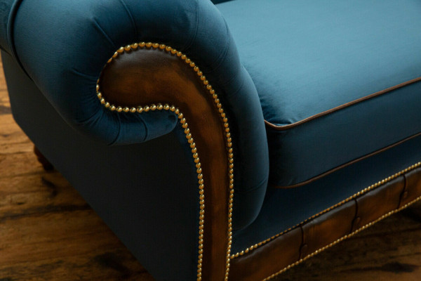 Zils Chesterfield auduma dīvāns Dīvāns dīvāns Dīvāni Sofa Sēdeklis Dīvāni Polsteris Tekstils Jauns
