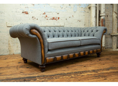 Pelnkrāsas brūnās Chesterfield dīvāns dizaina dzīvojamā istaba 3-vietīgais dīvāns