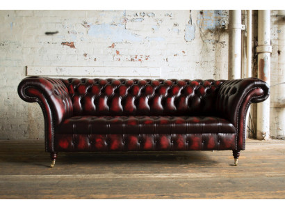 Bordo Chesterfield divdzimums Luxus dzīvojamā istaba 3-vietīgais dīvāns