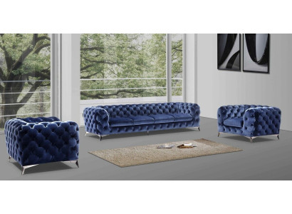 Zila Chesterfield dīvāns, mēbeļu komplekts, audums 2+2 dizaineru mēbeles