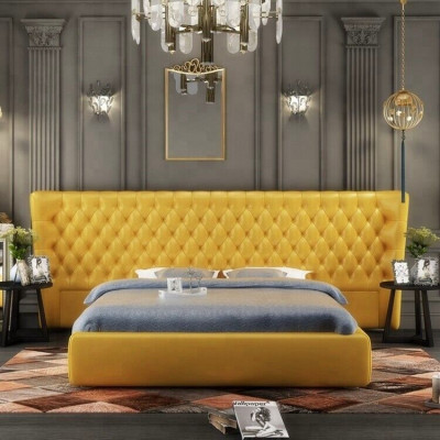 XXL Lielais sienas paneļa gultas Chesterfield viesnīcas luksu dizains gultas 200x200cm jauns
