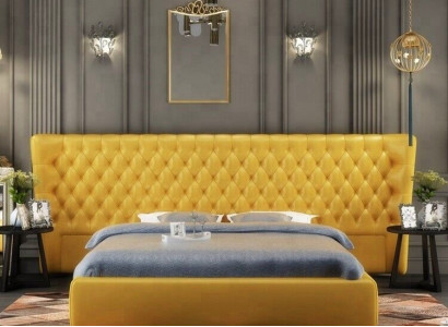 XXL Lielais sienas paneļa gultas Chesterfield viesnīcas luksu dizains gultas 200x200cm jauns