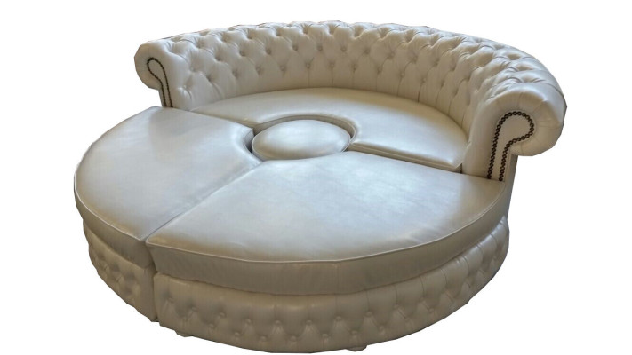 Chesterfield APAĻSOFA Stūra dīvāns Royal Pusapaļais dizaina dīvāns Couch Ledersofa