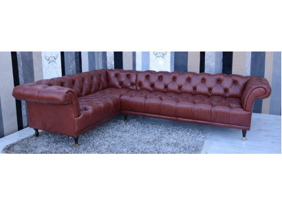 Vērtīgā Chesterfield stūra dīvāns ar polsterējumu - pasūtījuma izgatavošana