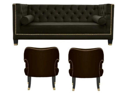 Chesterfield krēsla melnā xxl liela auduma audums mēbeles apdares komplekts