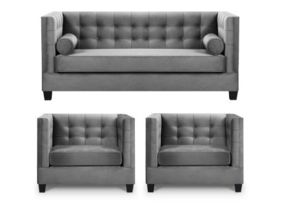 Sofas komplekts Guļamsofa Pelēka Krēsls Radošās Mēbeles Tekstila audums Dzīvojamā istaba Jauns