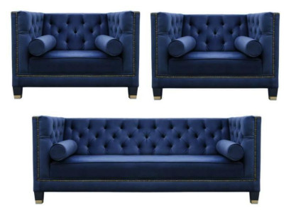 Chesterfield Zila dīvāngarnitūra 3 gab. komplekts Dīvāngarnitūras sēdeklis Pūra grupa