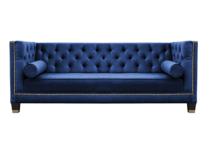 Zila Chesterfield trīsvietīgā stoff mājokļa dizaina dīvāns