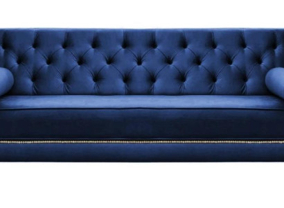Zila Chesterfield trīsvietīgā stoff mājokļa dizaina dīvāns
