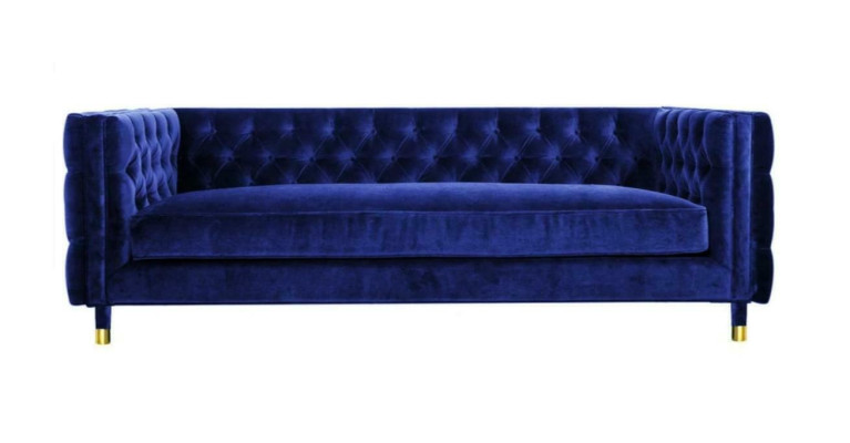 Zils dīvāns Chesterfield Big Designer 4-vietīgs Jauns audums audums.