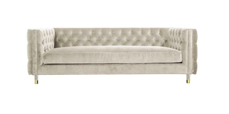 Beži mēbeles 4 vietu Chesterfield dīvāns samts XXL Lielais auduma dīvāns
