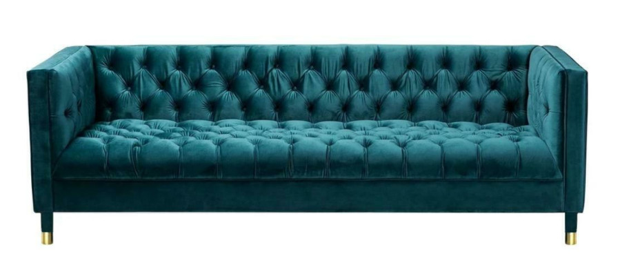 Chesterfield sofa, zilas dīvāni, auduma audums, dīvāns, mēbeles, 4-vietīgs.