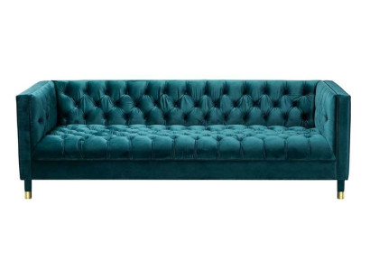 Chesterfield sofa, zilas dīvāni, auduma audums, dīvāns, mēbeles, 4-vietīgs.