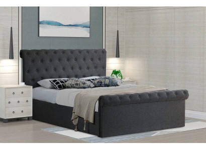 Chesterfield klasiskais dizains gulta ar audumu, 140x200 cm