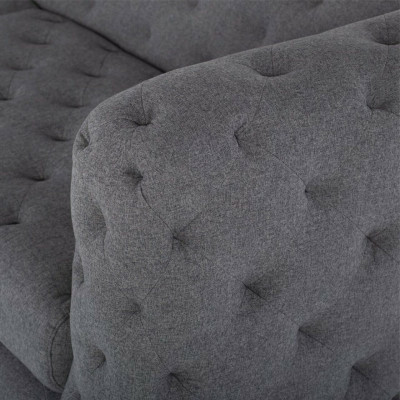 Pilsoņu chesterfield dīvāns, 3-vietīgs, luksusa dzīvojamā istaba, pelēks.