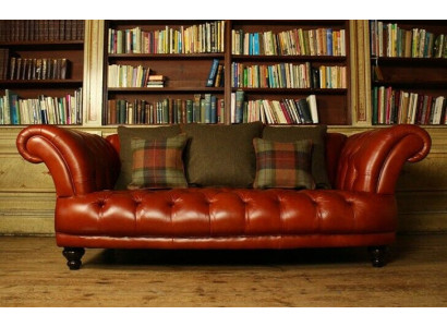 Brūna derīgo ādas "Chesterfield" dīvānā, polsterēta auduma dīvāns, komplekts 3-vietīgs, jauns