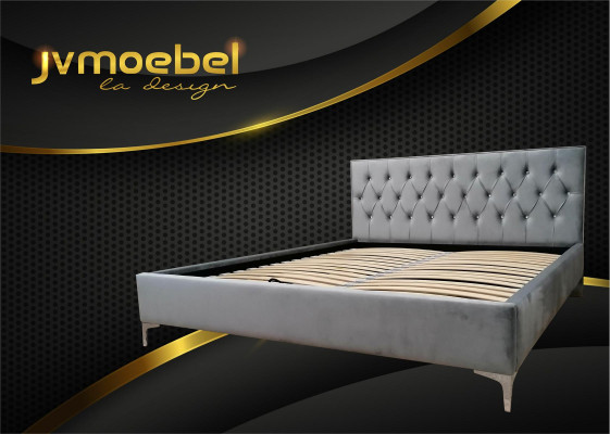 Chesterfield auduma gulta ar 140x200 divguļamā gultas pārvalku dizainu, divguļamā gulta, gultas rāmis