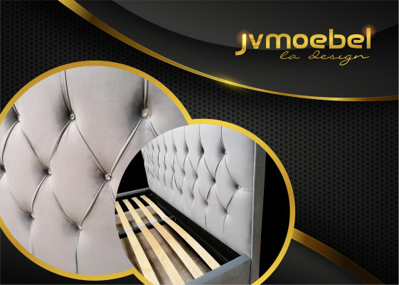 Chesterfield auduma gulta ar 140x200 divguļamā gultas pārvalku dizainu, divguļamā gulta, gultas rāmis