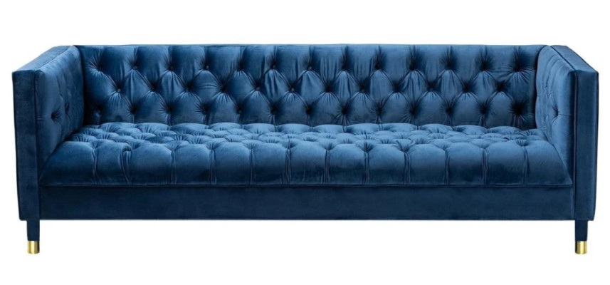 Zils Česterfīldas tekstils Moderns dizains Audums Radošas mēbeles Jauna dzīvojamā istaba Sofa
