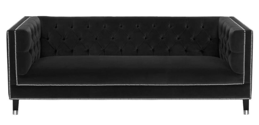 Luksusa melnā auduma dīvāns samta trīs vietu polstermēbeles viesnīcai dzīvojamā istabā darbistabā