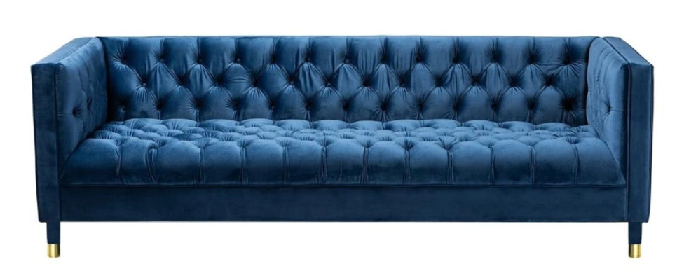Zaļās trīsvietīgas auduma "Chesterfield" dizaina dīvāns ar polsteri, 230 cm platums.