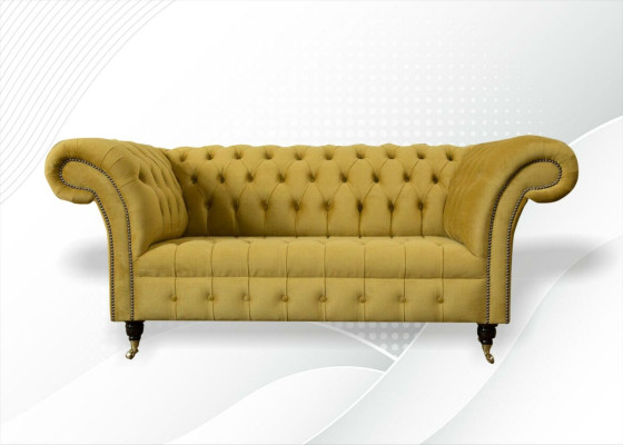 Chesterfield dizaina luksusa mēbeļu dīvāns dīvāns ar sedziņām ādas audums dzeltena jauna
