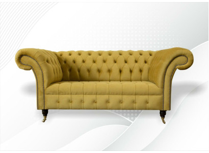 Chesterfield dizaina luksusa mēbeļu dīvāns dīvāns ar sedziņām ādas audums dzeltena jauna