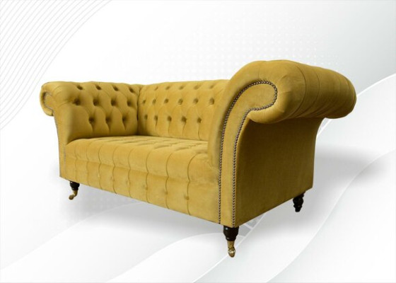 Chesterfield dizaina luksusa mēbeļu dīvāns dīvāns ar sedziņām ādas audums dzeltena jauna