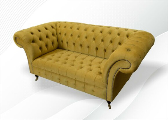 Chesterfield dizaina luksusa mēbeļu dīvāns dīvāns ar sedziņām ādas audums dzeltena jauna