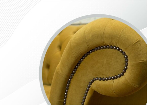 Chesterfield dizaina luksusa mēbeļu dīvāns dīvāns ar sedziņām ādas audums dzeltena jauna