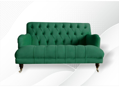 Chesterfield krēsla kanapē polster sofa, 1,5-istabas divvietīgā un vienvietīgā dīvāns zaļā tekstilē.