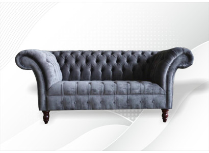 Chesterfield 3-vietīgā dzīvojamo telpu dīvāns ar auduma tērpu pelēks.