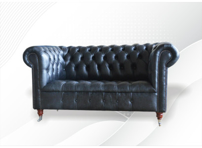 Chesterfield mēbeļu komplekts ar ādas pārklājumu divvietīgais dīvāns, samta jauns.