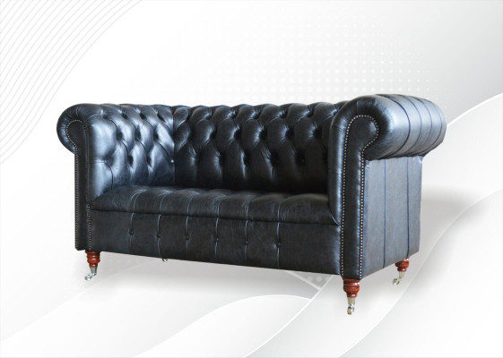 Chesterfield mēbeļu komplekts ar ādas pārklājumu divvietīgais dīvāns, samta jauns.