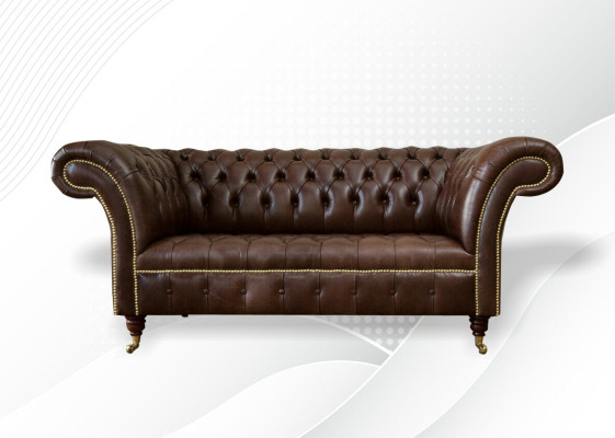 Chesterfield veļura dizaina divgabalu dīvāns tekstila āda apdare brūns jauns