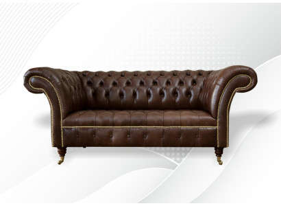 Chesterfield veļura dizaina divgabalu dīvāns tekstila āda apdare brūns jauns